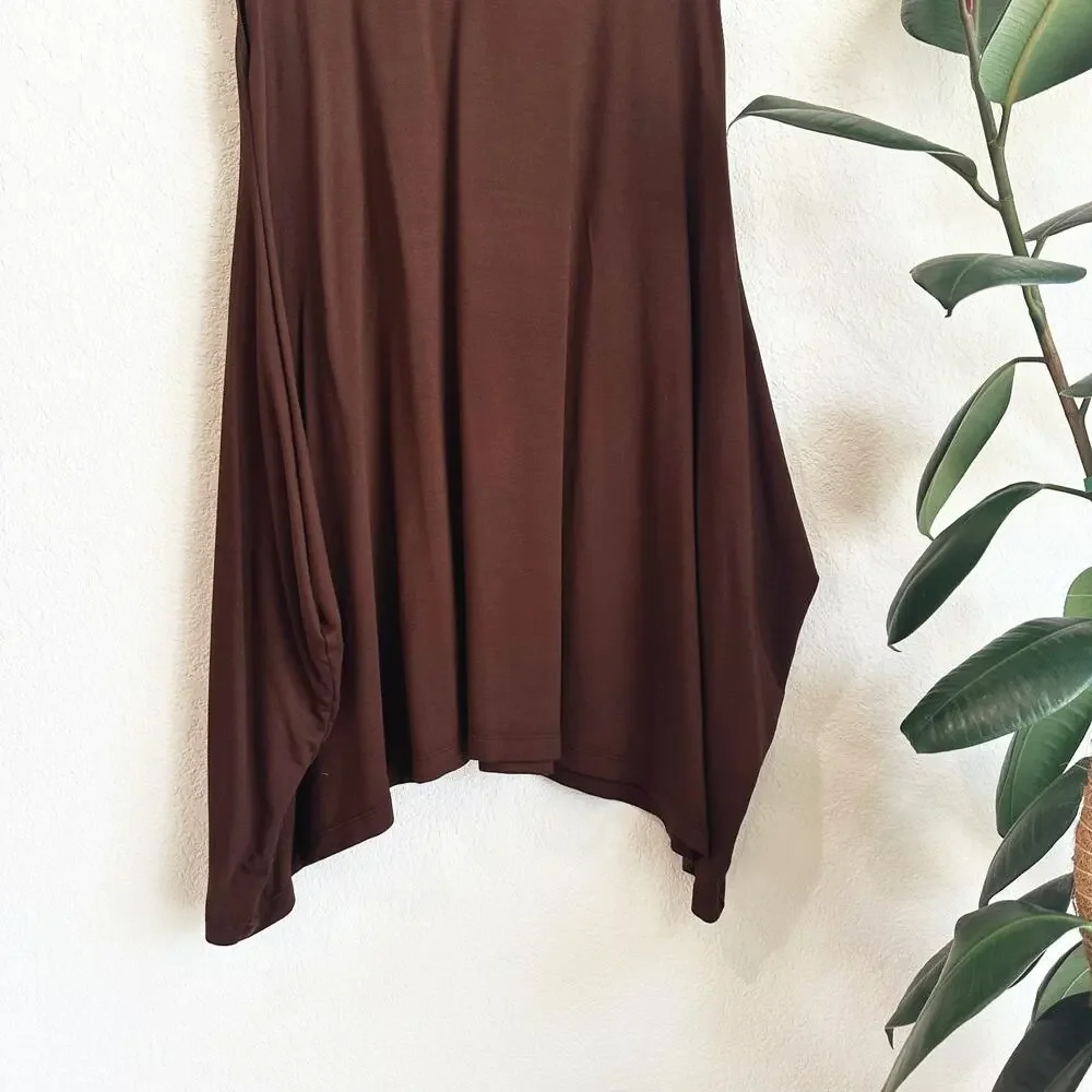 Bryn Walker Zia Rayon Tunic Dress Medium Brown Oversized Lagenlook Minimalist - Picture 4 of 10